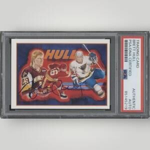 1991 Upper Deck Heroes Checklist #9 Brett Hull Autograph PSA DNA Authentic Auto